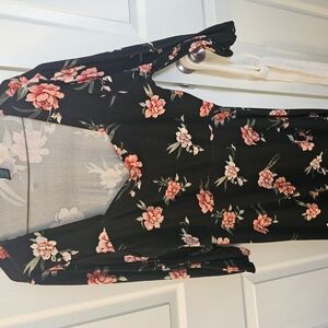 Floral Black Dress with Pink Flowers